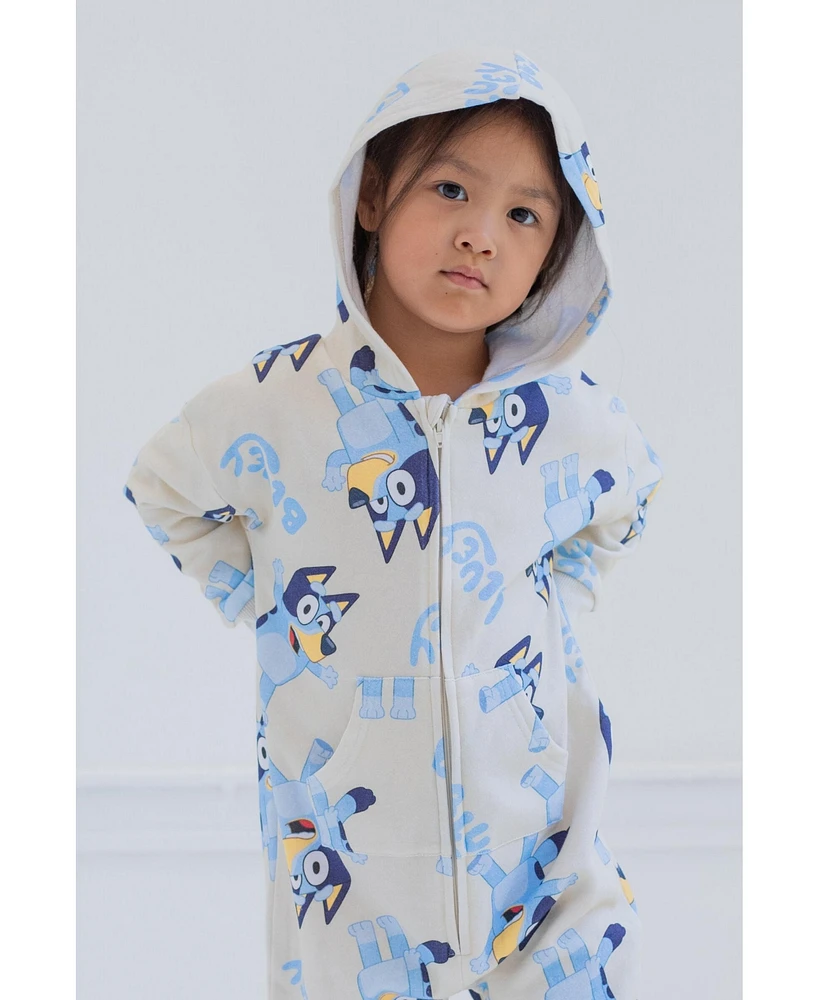 Bluey Girls Fleece Zip Up Coverall Toddler to Little Kid