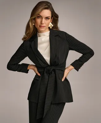Donna Karan Women's Pinstripe Tie-Front Blazer
