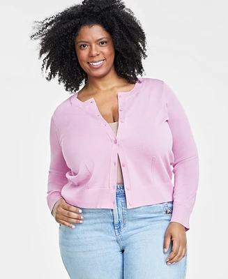 On 34th Trendy Plus Pointelle-Trim Cardigan, Created for Macy's