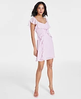 Bar Iii Women's Flutter-Sleeve Ruffled Mini Dress, Created for Macy's