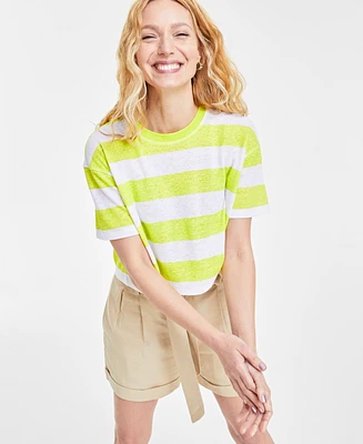 On 34th Women's Cropped Stripe T-Shirt, Created for Macy's