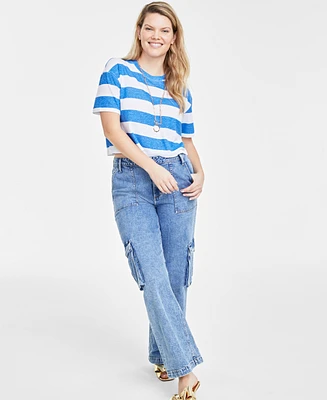 On 34th Women's Cropped Stripe T-Shirt, Created for Macy's