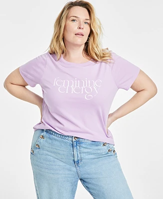 On 34th Trendy Plus Feminine Energy Graphic-Print Tee, Created for Macy's