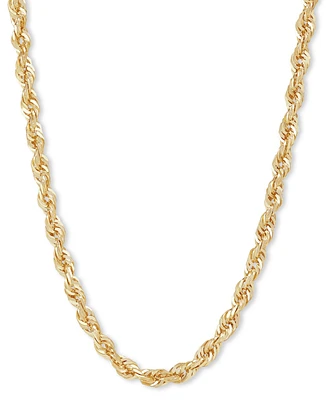 Solid Glitter Rope Chain 24" Necklace in 14k Gold