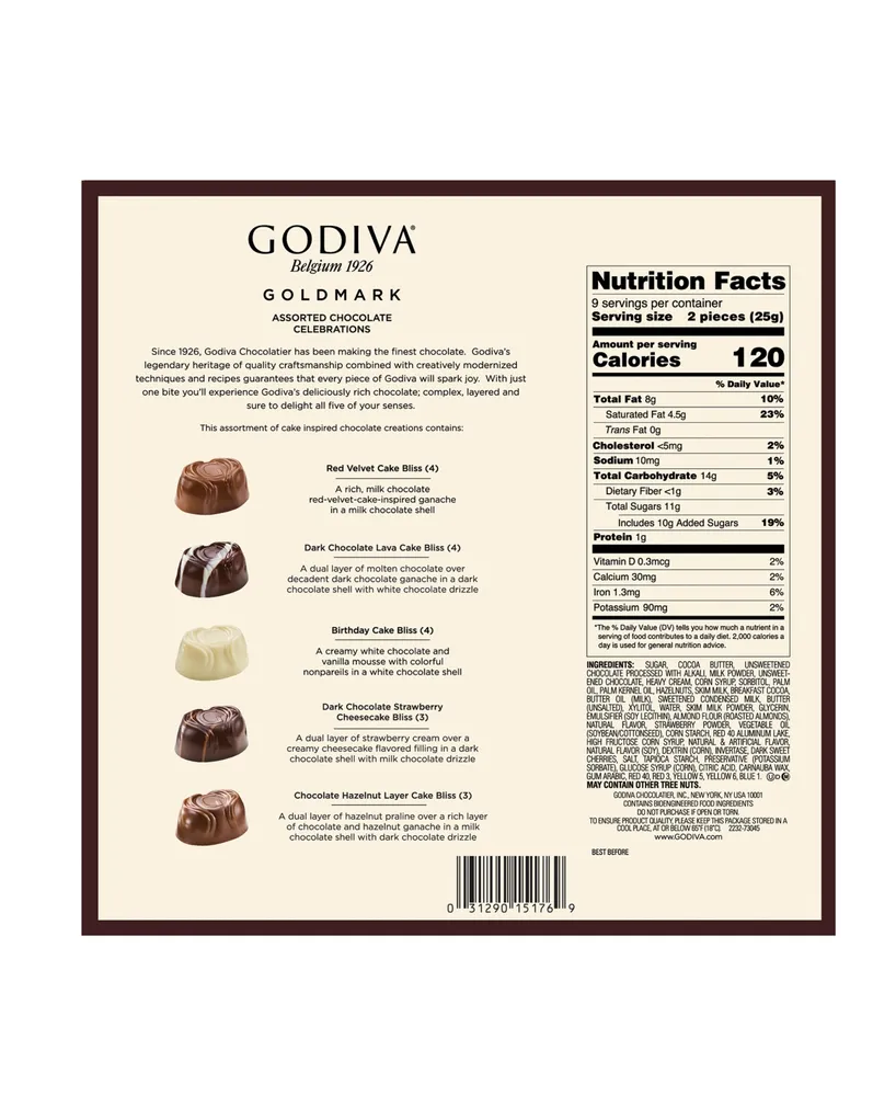 Godiva Goldmark Celebrations Limited Edition Assorted Cake Inspired Chocolates, 18 Pc