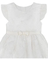 Blueberi Boulevard Little Girls Organza Embroidered Flutter Sleeve Fit-and-Flare Dress