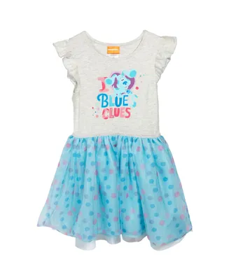 Blue'S Clues & You Blues Clues & You! Girls Tulle Short Sleeve Dress Todler| Child