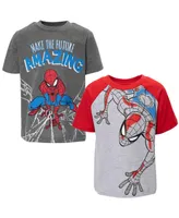 Marvel Avengers Spider-Man Iron Man Captain America Hulk Black Panther Miles 2 Pack Long Sleeve T-Shirts Toddler |Child Boys