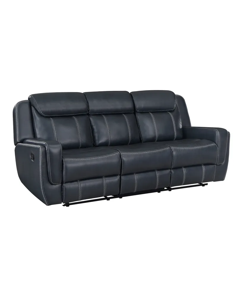 White Label Emilia 86" Double Reclining Sofa with Center Drop-Down Cup Holders