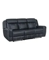 White Label Emilia 86" Double Reclining Sofa with Center Drop-Down Cup Holders