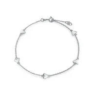 Bling Jewelry Multi Love Heart Station Anklet Chain Ankle Bracelet For Women Sterling Silver Adjustable 9 To 10 Inch With Extender