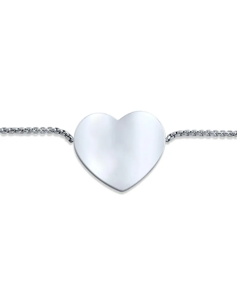 Personalize Customizable Heart Shape Charm Tag Medical Id Box Link Chain Bolo Bracelet Adjustable Engrave For Women Teen Silver Tone Stainless Steel
