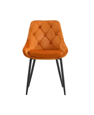 Simplie Fun Modern Orange Velvet Dining Chairs, Fabric Accent Upholstered Chairs Side Chair With Black Legs For Home Furniture Living Room Bedroom Kit