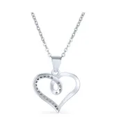 Bling Jewelry Delicate Pave Cubic Zirconia Accent Cz Bridal Twisted Ribbon Infinity Love Knot Open Heart Shape Pendant Necklace For Women Girlfriend S