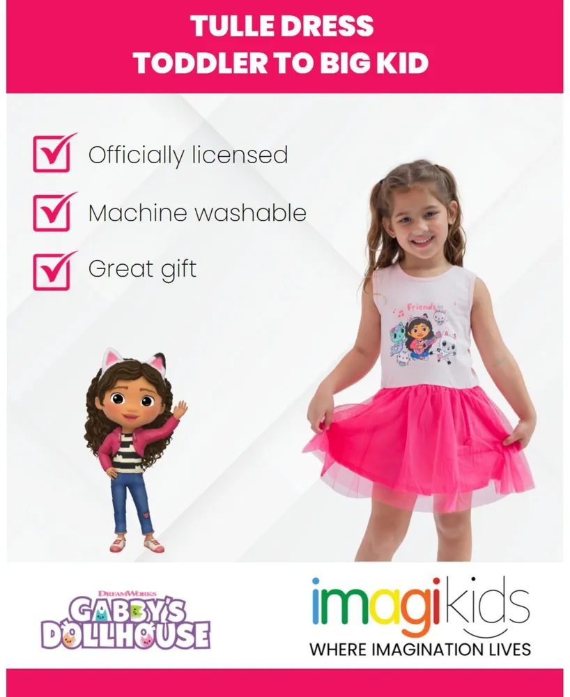 DreamWorks Gabby's Dollhouse Cakey Cat Gabby Kitty Fairy Girls Tulle Dress Toddler| Child