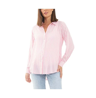 Ripe Maternity Maternity Ripe Emmy Stripe Button Up Shirt Bubble Gum/White