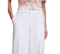 Calvin Klein Petite Belted Wide-Leg Mid-Rise Pants