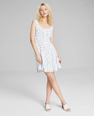And Now This Women's Floral-Print Square-Neck Mini Dress, Created for Macy's