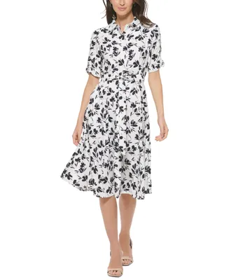 Calvin Klein Petite Floral-Print Midi Shirtdress