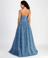 Say Yes Juniors' Multi-Ruffle Sequined Ball Gown, Created for Macy's