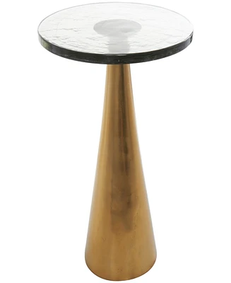 Rosemary Lane Aluminum Geometric Cone Textured Glass Tabletop Accent Table 