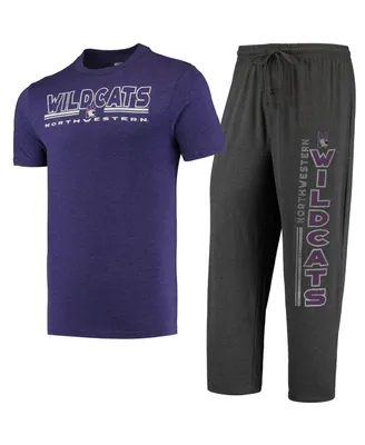 Men's Concepts Sport Heathered Charcoal, Purple Distressed Northwestern Wildcats Meter T-shirt and Pants Sleep Set