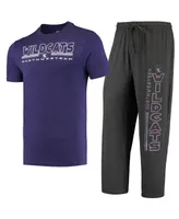 Men's Concepts Sport Heathered Charcoal, Purple Distressed Northwestern Wildcats Meter T-shirt and Pants Sleep Set