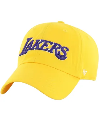 Men's '47 Brand Gold Los Angeles Lakers Core Wordmark Clean Up Adjustable Hat