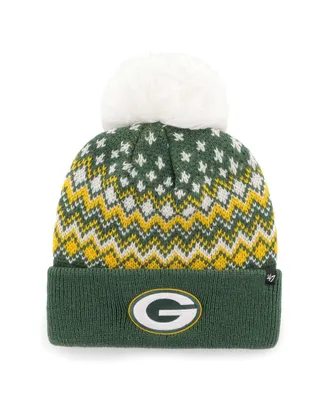 Women's '47 Brand Green Green Bay Packers Elsa Cuffed Knit Hat with Pom