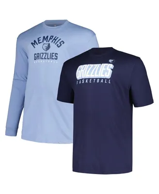 Men's Fanatics Navy, Light Blue Memphis Grizzlies Big and Tall Short Sleeve Long T-shirt Set
