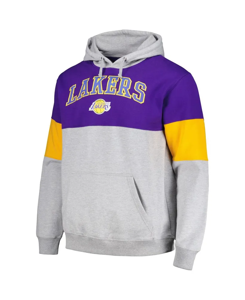 Men's Fanatics Purple Los Angeles Lakers Contrast Pieced Pullover Hoodie