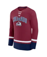 Men's Fanatics Burgundy Colorado Avalanche Back Pass Lace-Up Long Sleeve T-shirt