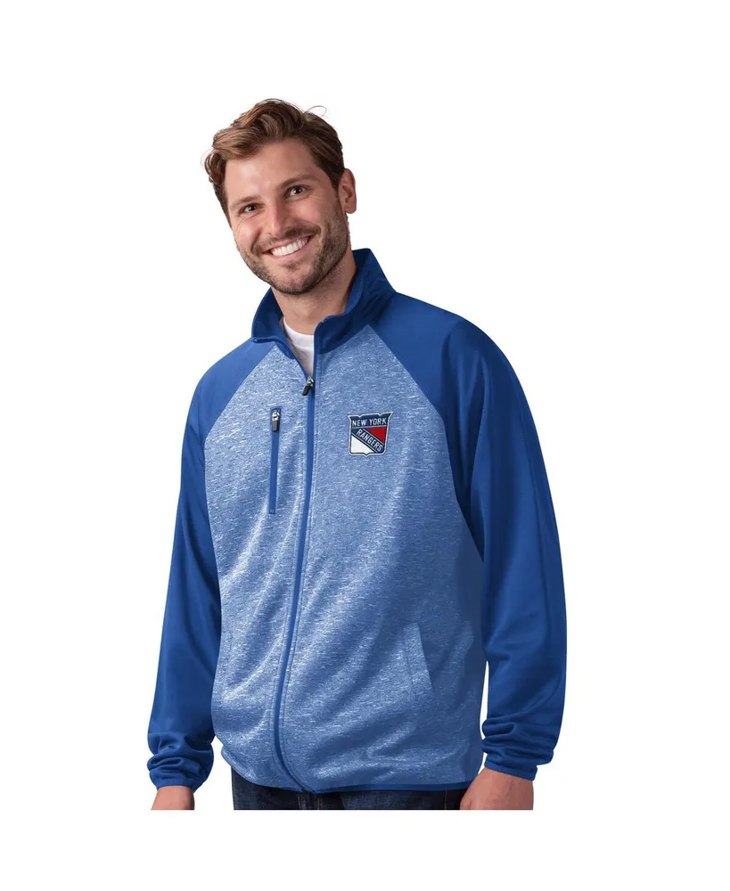 Men's G-iii Sports by Carl Banks Blue New York Rangers Runners Raglan Full-Zip Track Jacket