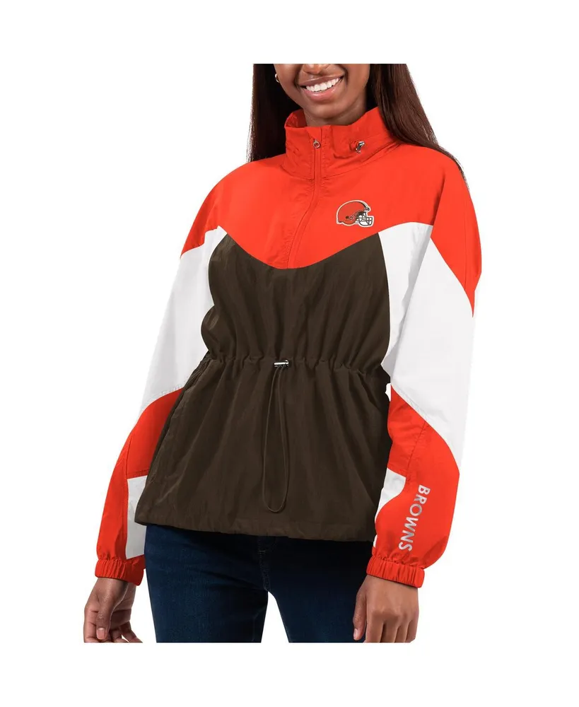 Women's G-iii 4Her by Carl Banks Brown, Orange Cleveland Browns Tie Breaker Lightweight Quarter-Zip Jacket