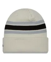 Men's New Era Cream Las Vegas Raiders Team Stripe Cuffed Knit Hat