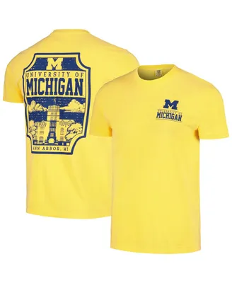 Men's Maize Michigan Wolverines Campus Badge Comfort Colors T-shirt