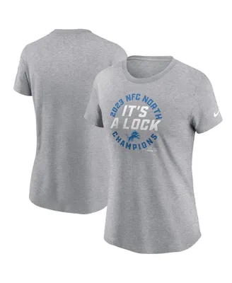Women's Nike Gray Detroit Lions 2023 Nfc North Division Champions Locker Room Trophy Collection T-shirt