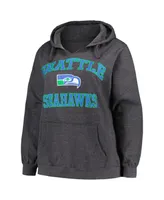 Women's Fanatics Charcoal Seattle Seahawks Plus Heart and Soul V-Neck Pullover Hoodie