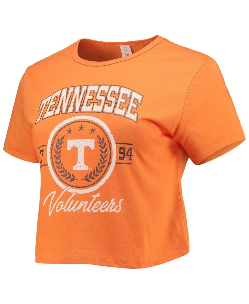 Women's ZooZatz Tennessee Orange Distressed Tennessee Volunteers Core Laurels Cropped T-shirt