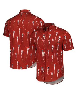 Men's and Women's Rsvlts Burgundy The Nightmare Before Christmas Festive Jack Kunuflex Button-Down Shirt