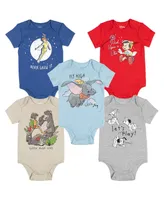 Disney Classics 101 Dalmatians Dumbo Peter Pan Pinocchio Baloo 5 Pack Bodysuit Infant Boys