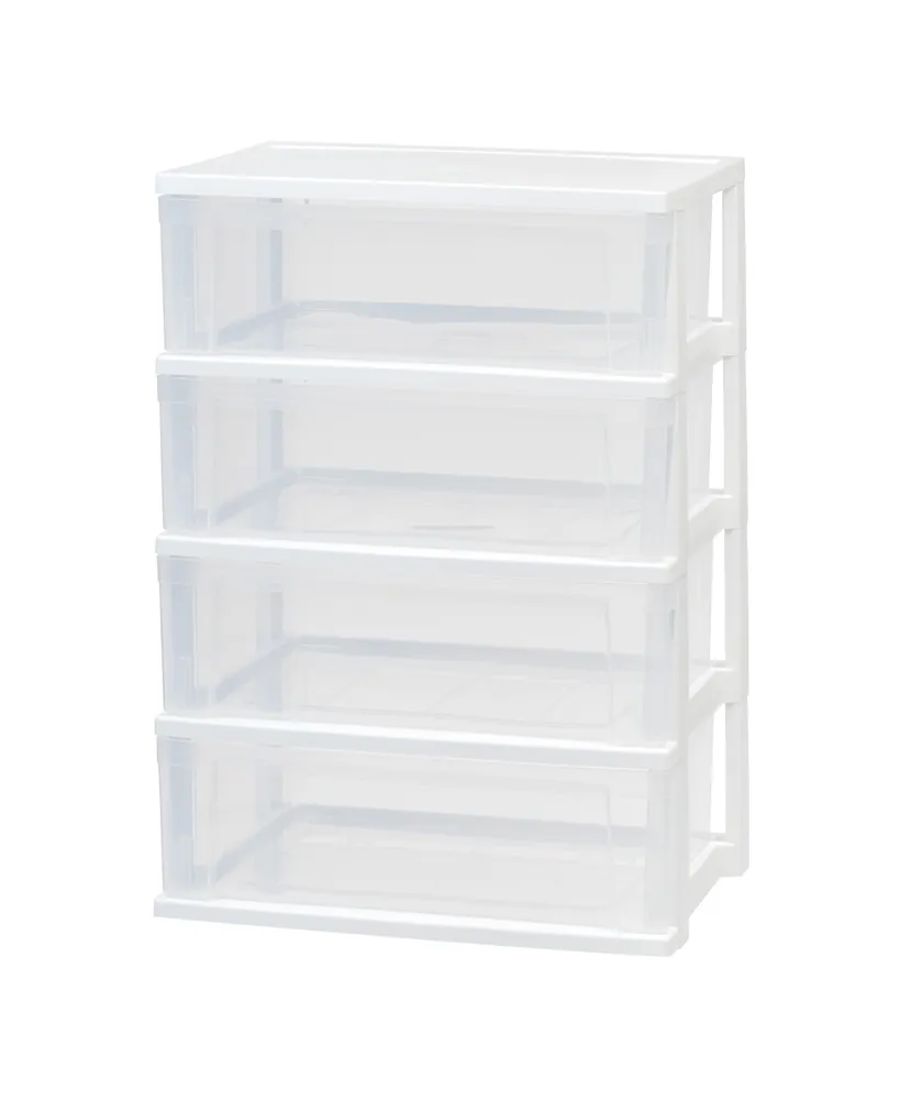 Iris Usa 4 Drawers Plastic Stacking Wide Chest, White