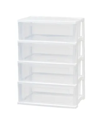 Iris Usa 4 Drawers Plastic Stacking Wide Chest, White