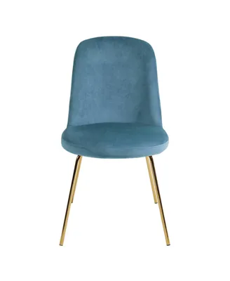 Simplie Fun Modern Upholstered Dining Chair Set Of 2 With Gold Legs - Blue