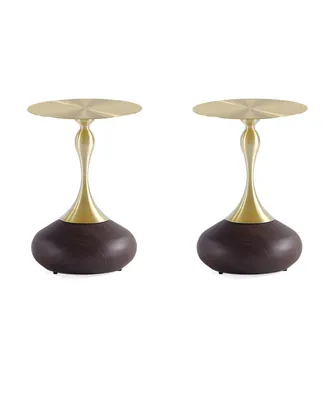 Manhattan Comfort Patching 15.75" Wide 2-Piece Stainless Steel Gold-Tone Tabletop End Table Set