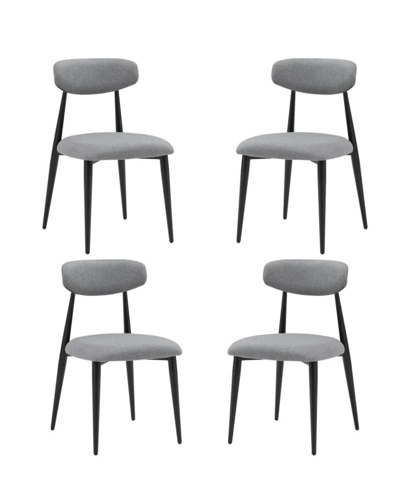 Simplie Fun Dining Chairs Set of 4, Curved Backrest Round Upholstered And Metal Frame, Grey