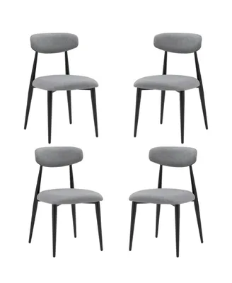 Simplie Fun Dining Chairs Set of 4, Curved Backrest Round Upholstered And Metal Frame, Grey