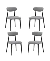 Simplie Fun Dining Chairs Set of 4, Curved Backrest Round Upholstered And Metal Frame, Grey