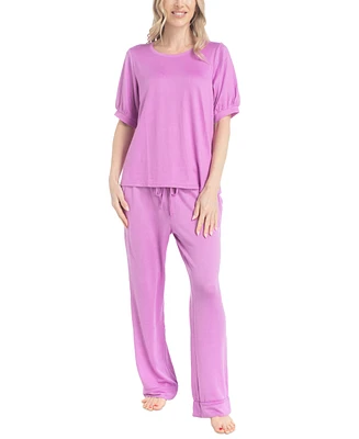 Muk Luks Women's 2-Pc. I Heart Lounge Printed Pajamas Set