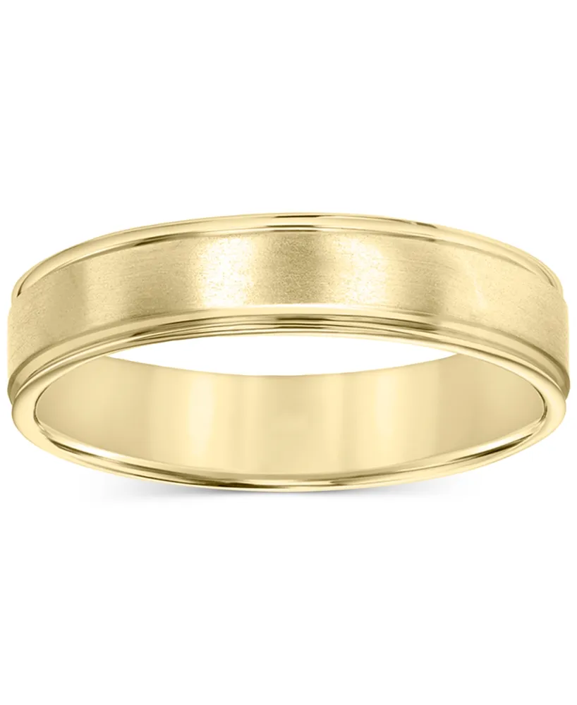 Men's Satin Finish Beveled Edge Band 18k Gold-Plated Sterling Silver (Also Silver)